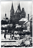 Kolín v zimě - pohled na historickou část města s kostelem sv. Bartoloměje (pohled)