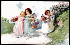 Děvčata s květinami (pohled)