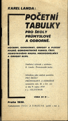 Početní tabulky pro školy průmyslové a odborné