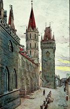 Kolín - Pohled ze severu chrámu (pohled)