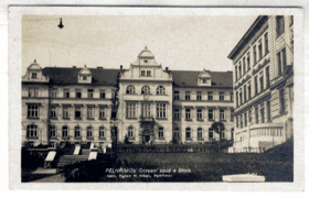 Pelhřimov - Okresní soud a škola (pohled)